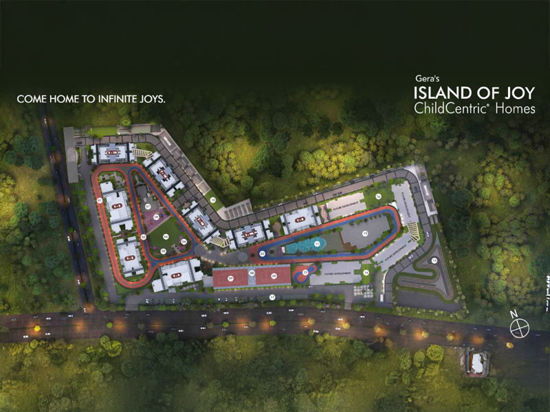 Floor plan of Gera's Island of Joy &mdash; photo gallery, images, brochure, amenities, cost sheet, price breakup, availability details, RERA number, RERA certificate, possession date, layout plan, logo, floor plan, master plan, and location map showcasing project highlights and features.